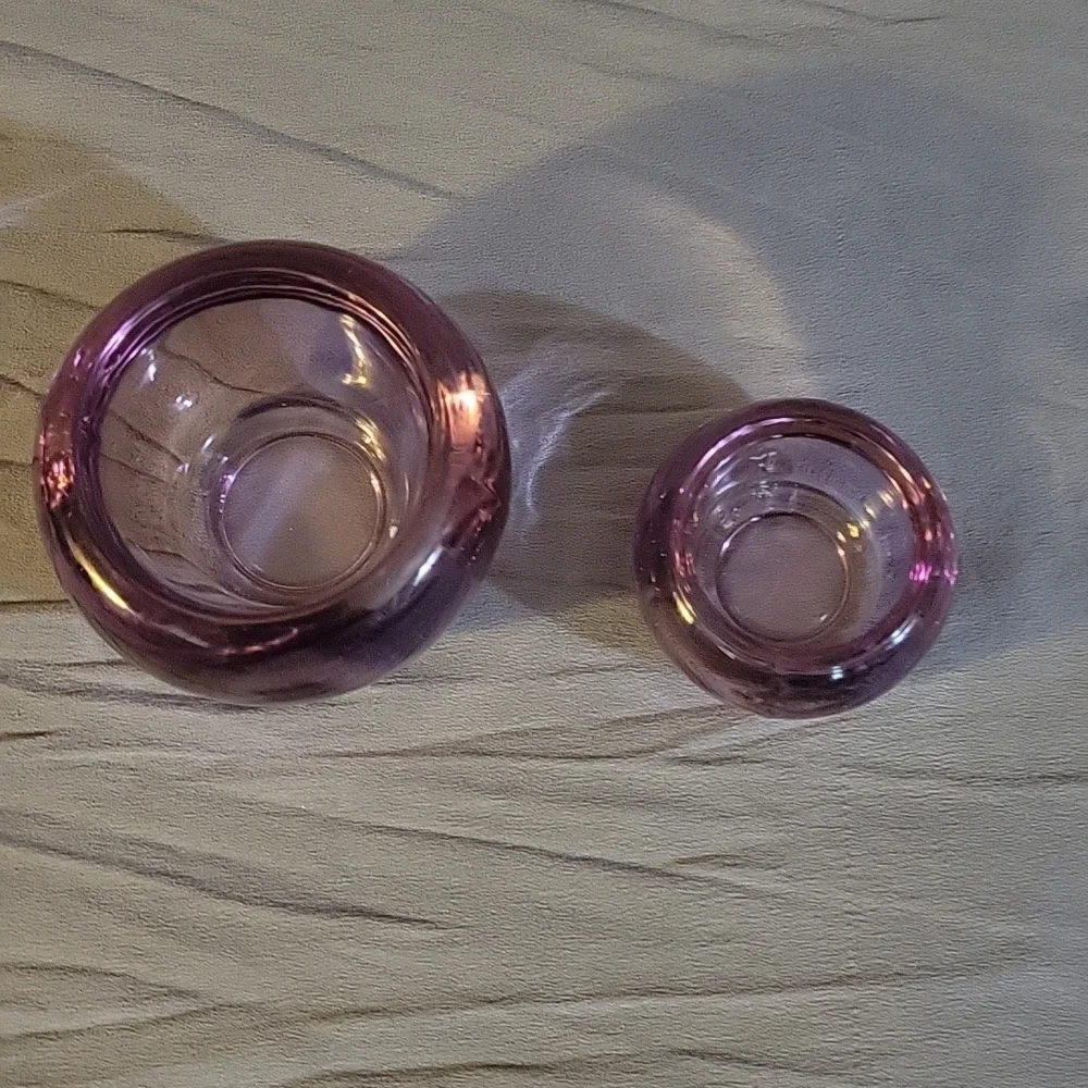 Medium and Small Glass Purple Tea Lights